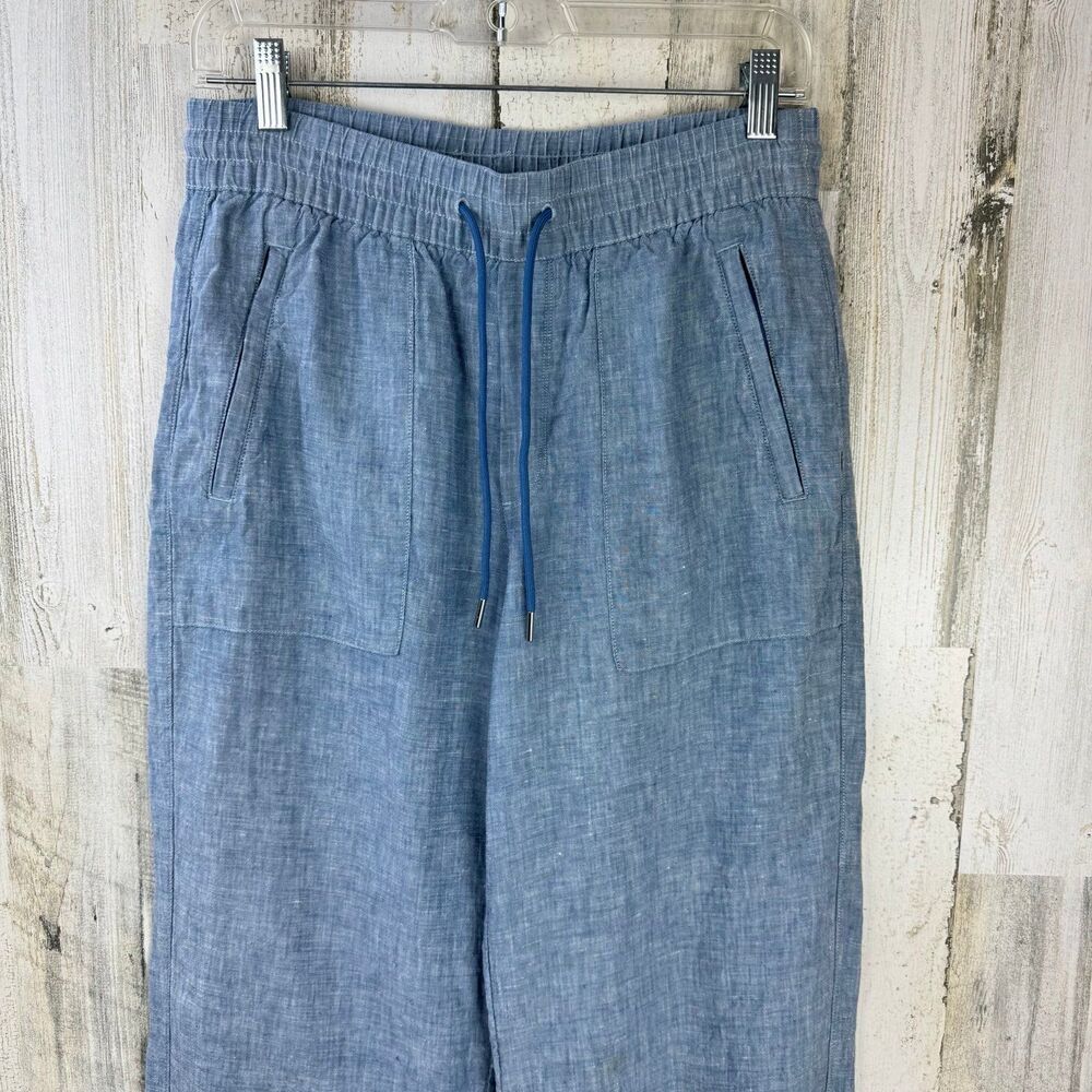 Athleta Retreat Linen Wide Leg Pant 4 Chambray Blue - Picture 6 of 12